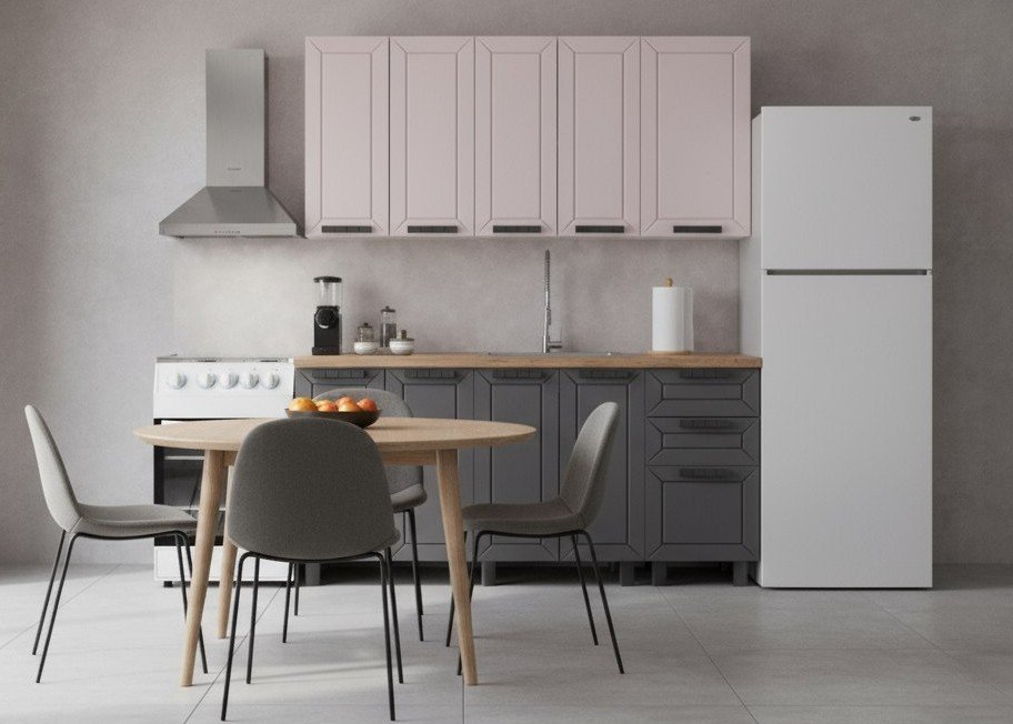 Кухня Аленушка 1,6м Лилия Кашемир/Сталь,скоба черный,черный