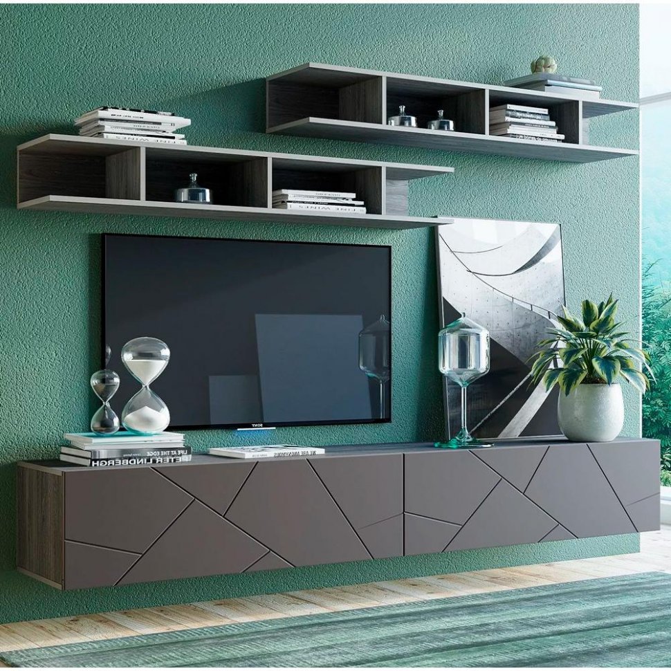 Гостиная Summit комплектация 12 Ясень анкор тёмный/софт графит/капучино