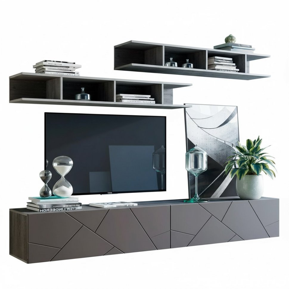 Гостиная Summit комплектация 12 Ясень анкор тёмный/софт графит/капучино