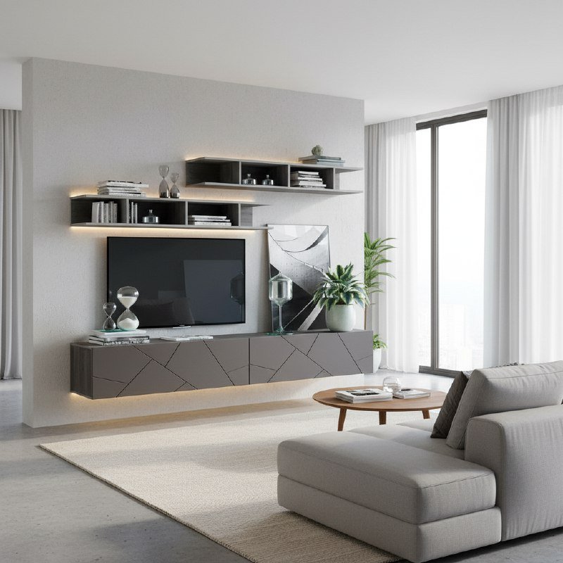 Гостиная Summit комплектация 12 Ясень анкор тёмный/софт графит/капучино