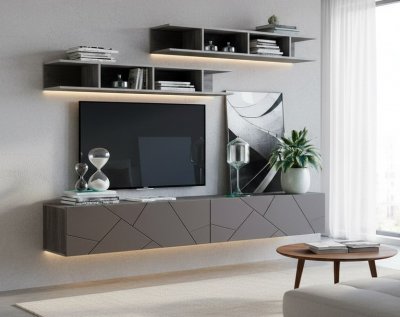 Гостиная Summit комплектация 12 Ясень анкор тёмный/софт графит/капучино