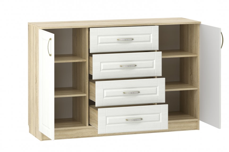 НМ 040.35 Комод Оливия Дуб Сонома/белое дерево