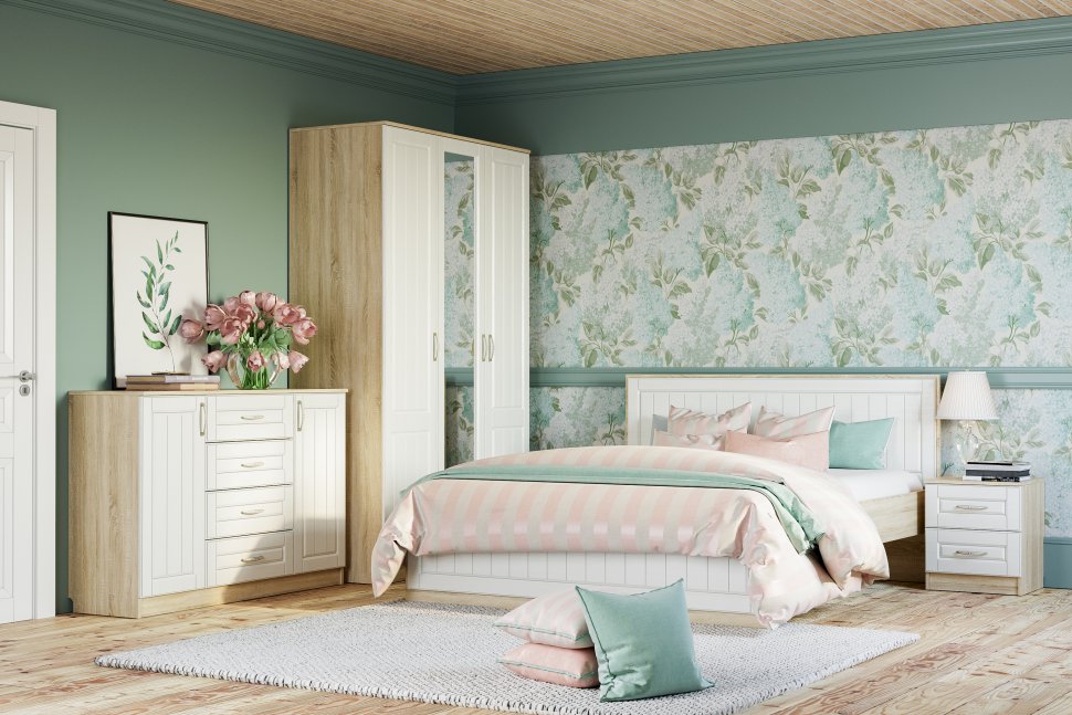 НМ 040.35 Комод Оливия Дуб Сонома/белое дерево