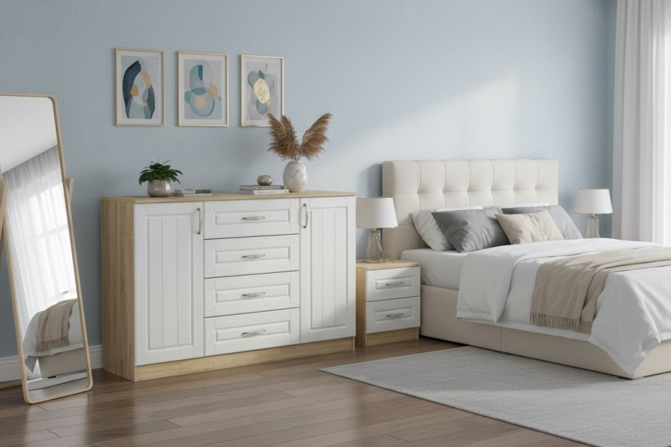 НМ 040.35 Комод Оливия Дуб Сонома/белое дерево