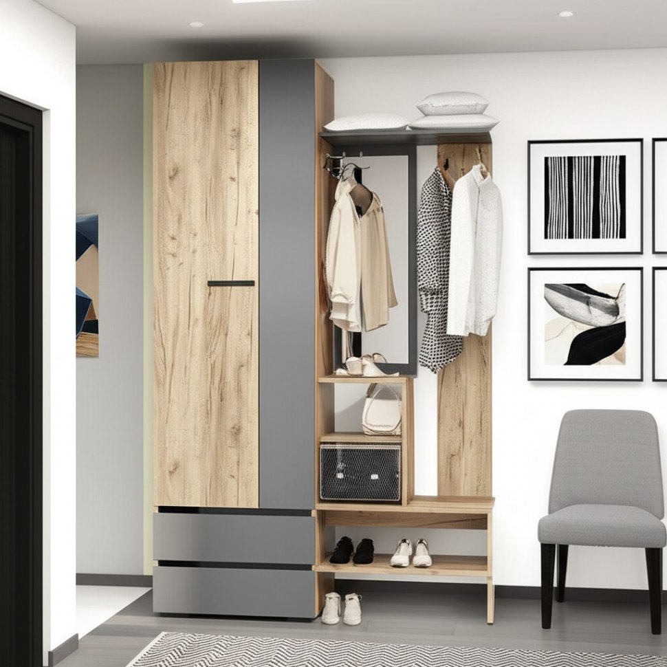 Прихожая Кинг ПР-04, Крафт, Графит