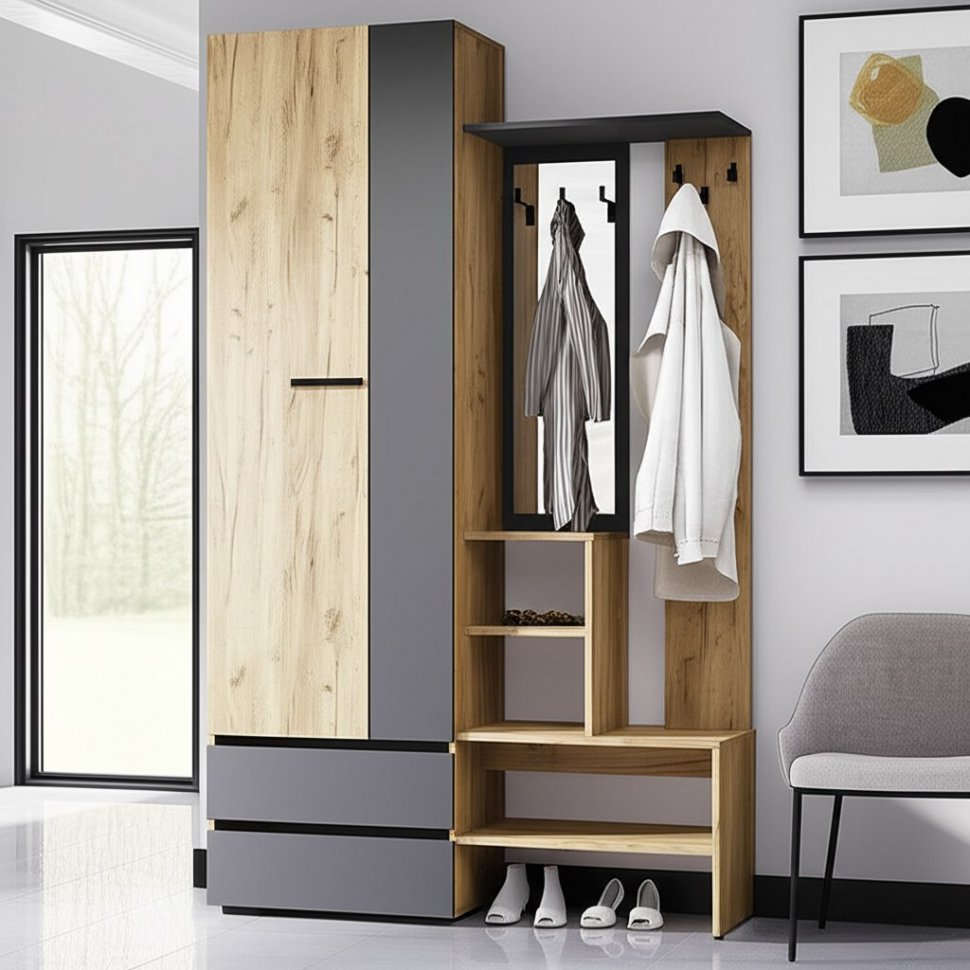 Прихожая Кинг ПР-04, Крафт, Графит