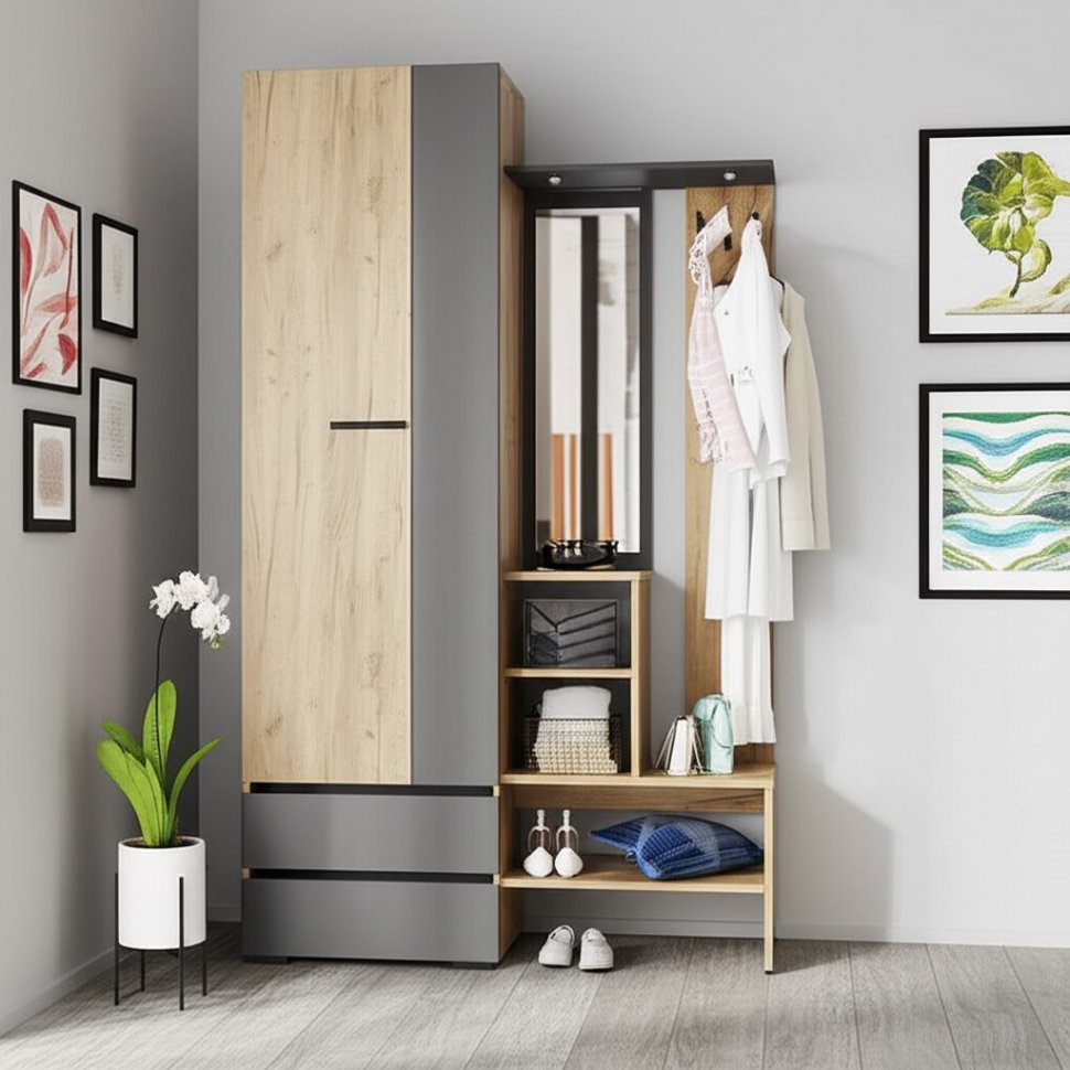 Прихожая Кинг ПР-04, Крафт, Графит