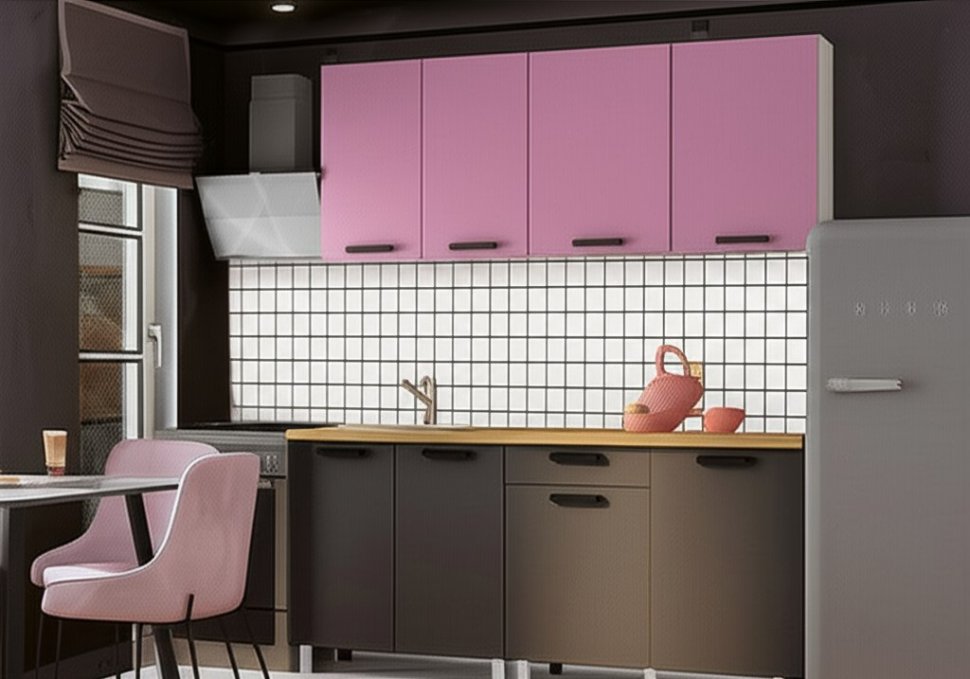 Кухня Осло 1,8 м, Карбон Сакура, Карбон Вулкан