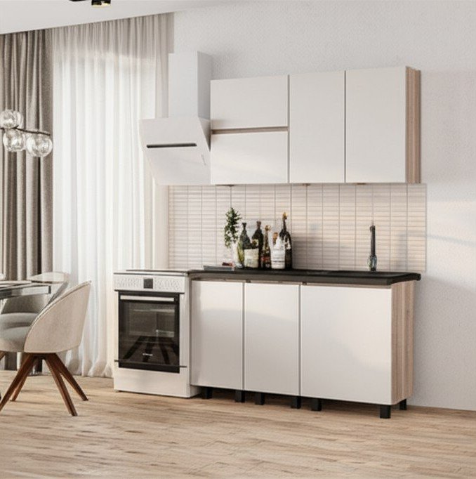 Шкаф со столешницей Берген Лайт 4с1, Дуб смоки, Кашемир