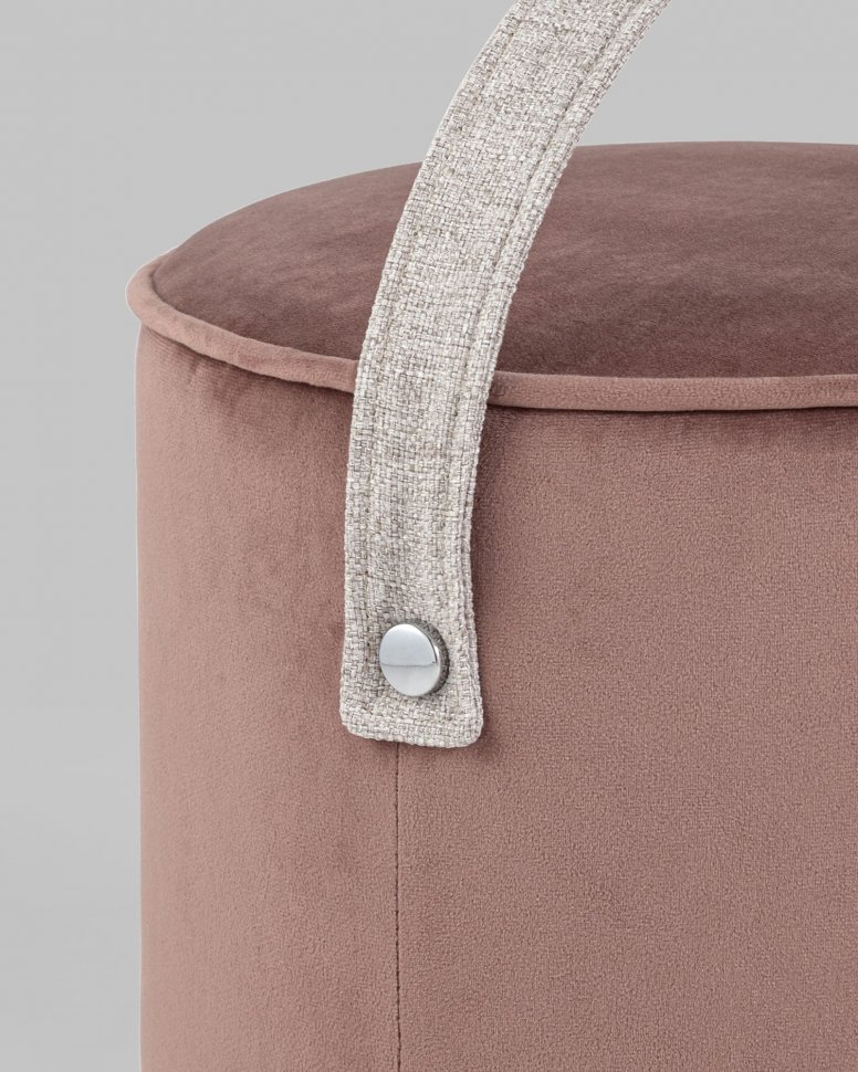 Пуфик с ручкой Джерри (велюр пыльно-розовый)