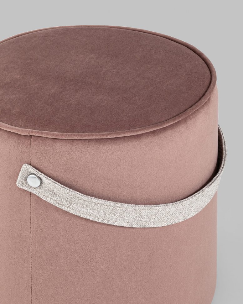 Пуфик с ручкой Джерри (велюр пыльно-розовый)