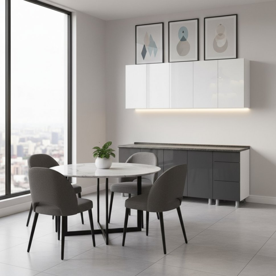 Кухонный гарнитур "Модерн New" 2 м (со столешницей 26 мм) Белый/Графит/Черный