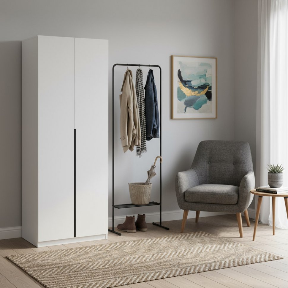 Шкаф распашной с наполнением (5 полок) ШК 5 (800), Белый