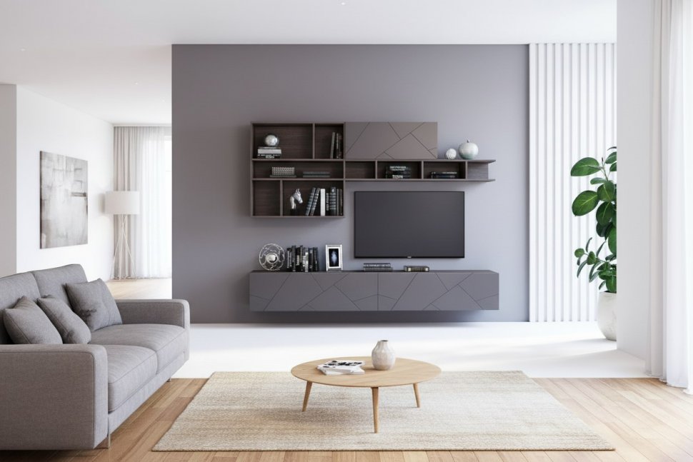 Гостиная Summit комплектация 9 Ясень анкор тёмный/софт графит/капучино