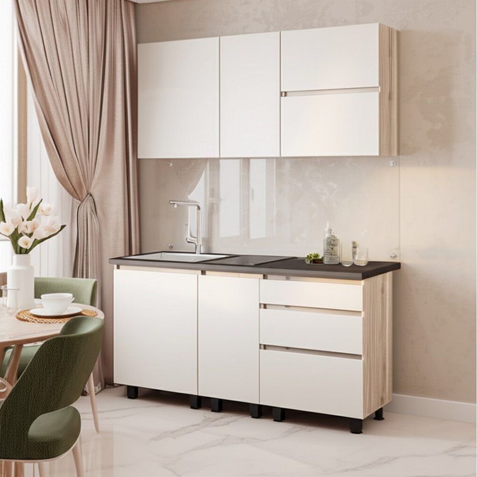 Шкаф навесной Берген Лайт 6в1 0,6м, Дуб смоки, Кашемир