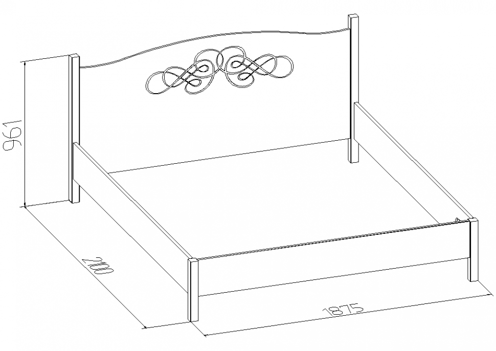 Кровать 180х200 ADELE 1 Дуб Сонома (Глазов) с основанием из дерева
