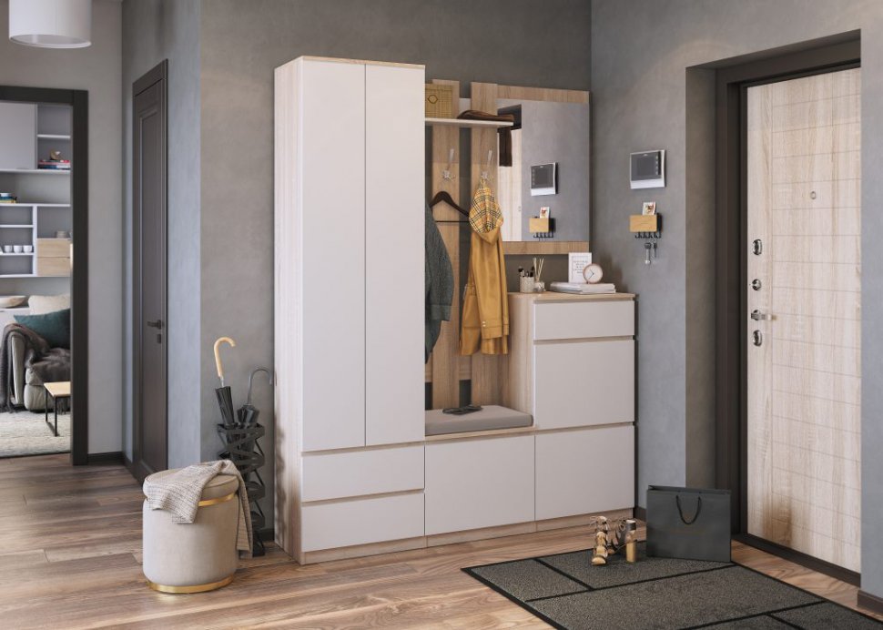 Прихожая Лори (MLK) Дуб сонома/Белый Комплект 