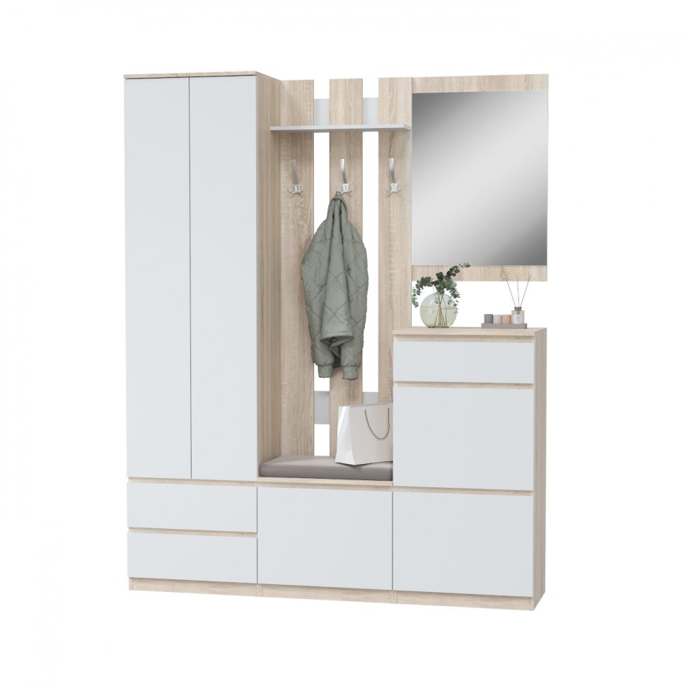 Прихожая Лори (MLK) Дуб сонома/Белый Комплект 