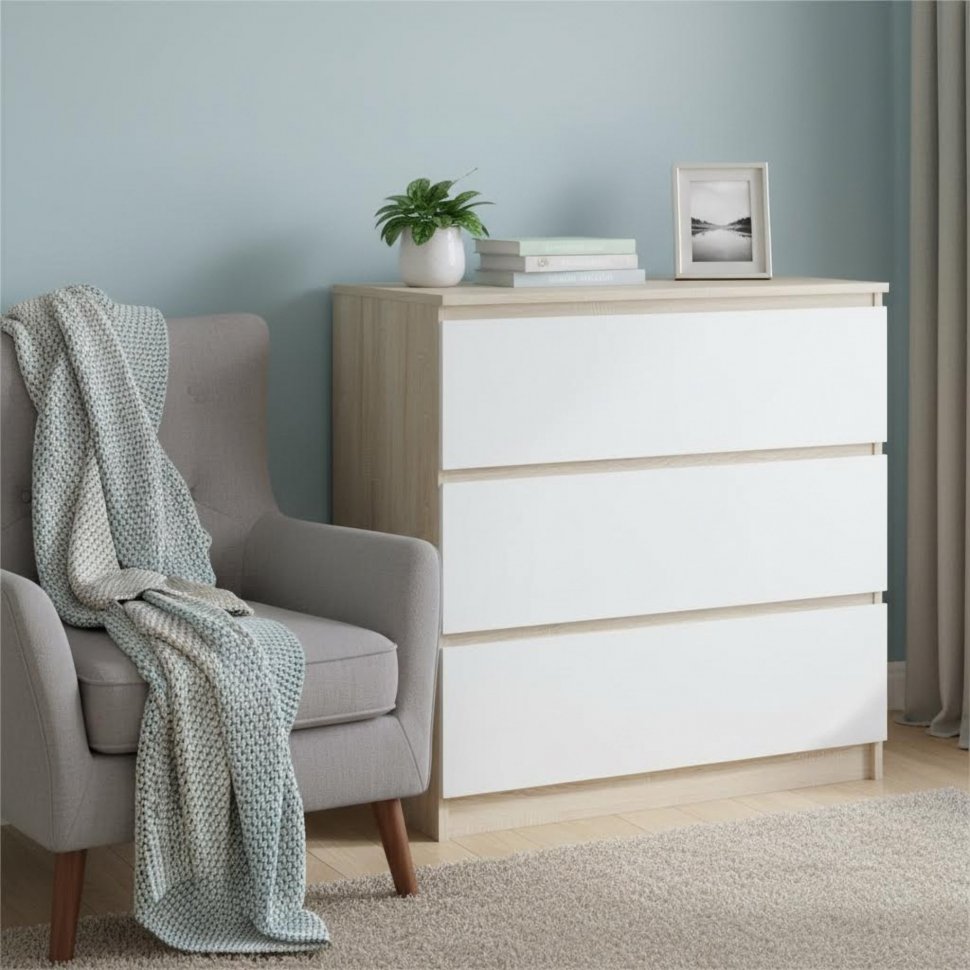 Комод Т-2Р Дуб Сонома/Белый