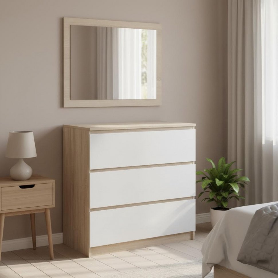 Комод Т-2Р Дуб Сонома/Белый