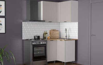 Кухня Венера угловая 1000 х 1000 МДФ Кашемир фрезерованный