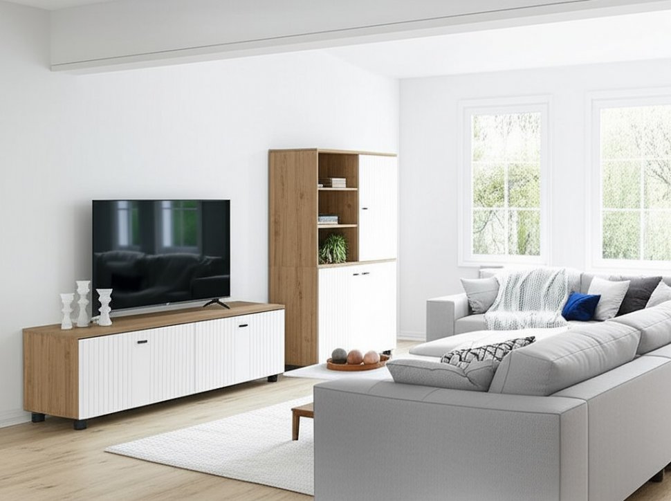 Тумба для ТВ cо створками Милан (SV-Мебель) Белый