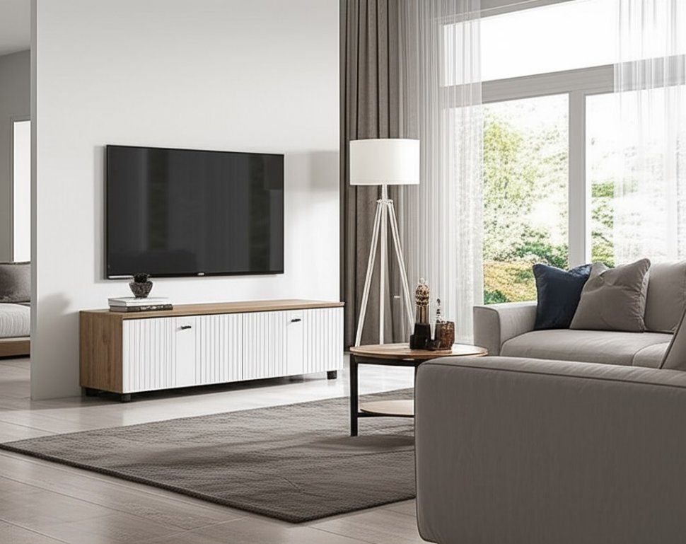 Тумба для ТВ cо створками Милан (SV-Мебель) Белый
