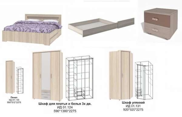Mebel Dlya Spalni Monika Intedi Dub Sonoma Variant 1