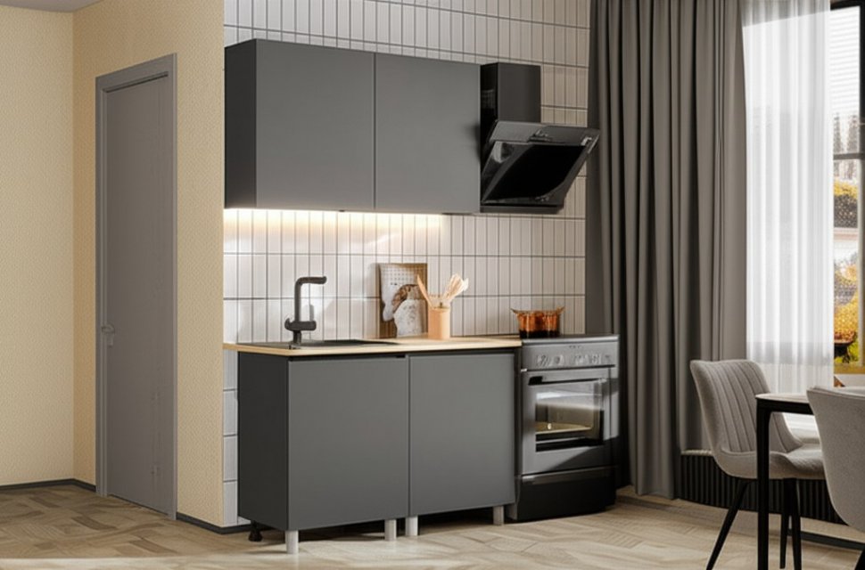 Модульная кухня Денвер 1,2 м, Графит