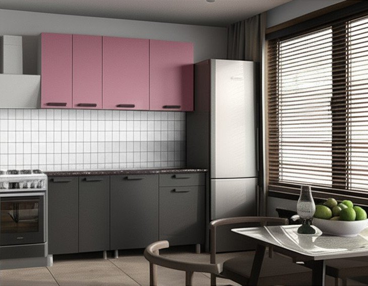 Кухня Осло 1,6 м, Карбон Сакура, Карбон Вулкан