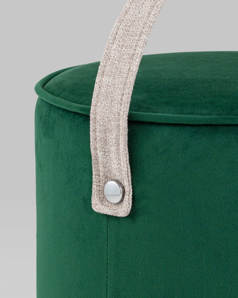 Пуфик с ручкой Джерри (велюр изумрудный)