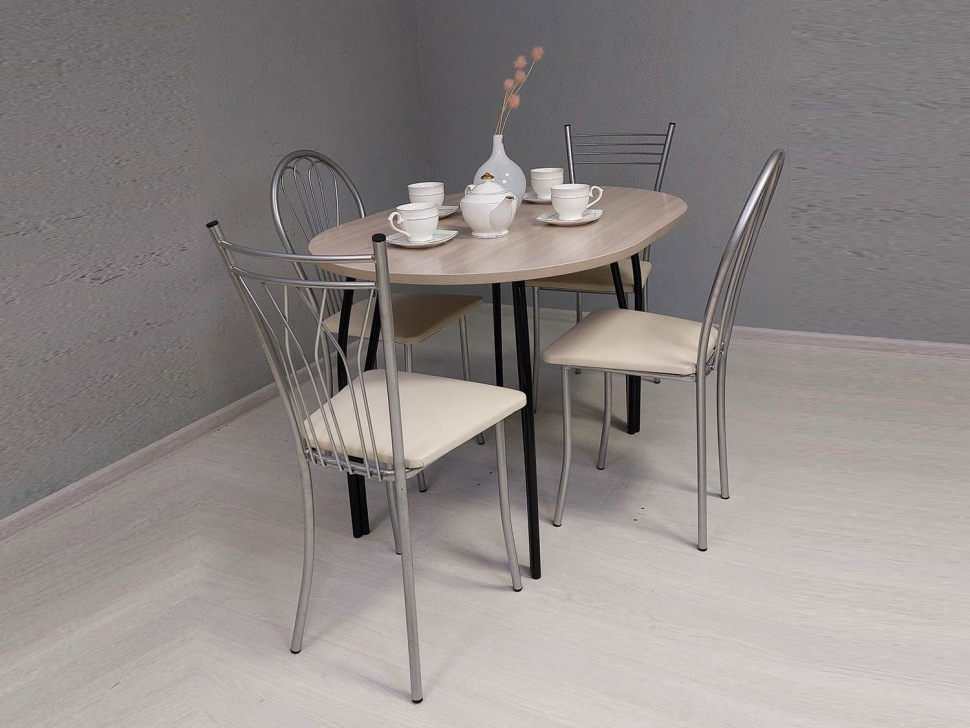 Стол СТ-10 овал Черный / Ясень Шимо светлый