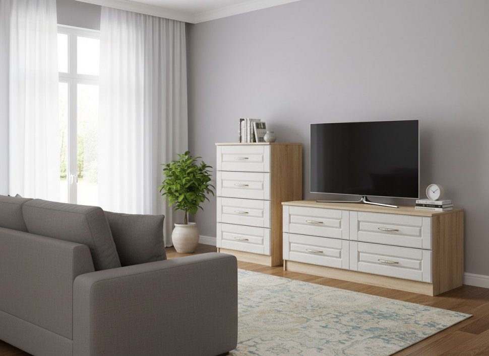 Гостиная Оливия 7 Дуб Сонома/белое дерево