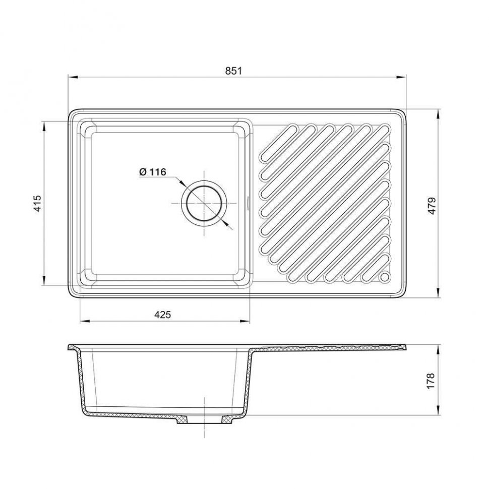 Мойка QUARZ 53, черный