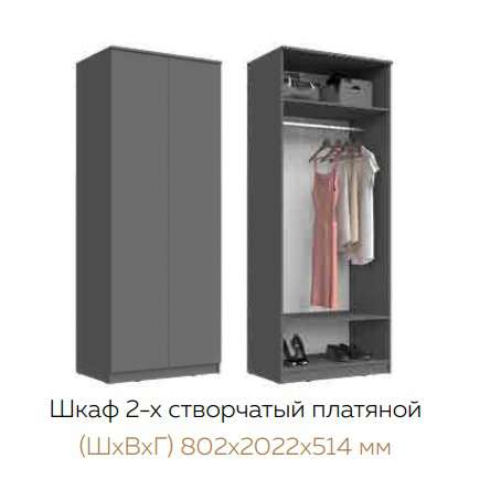 Шкаф 2-створчатый Челси (МИФ) Графит