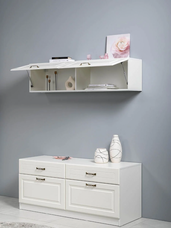 Ливерпуль Шкаф навесной Белый/Ясень ваниль