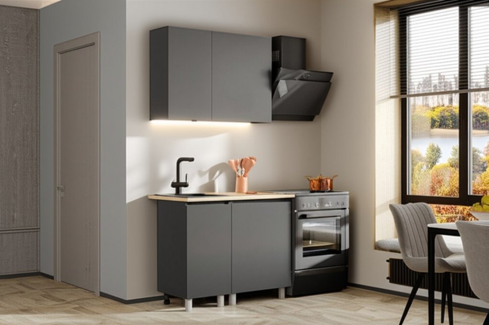 Модульная кухня Денвер 1 м, Графит