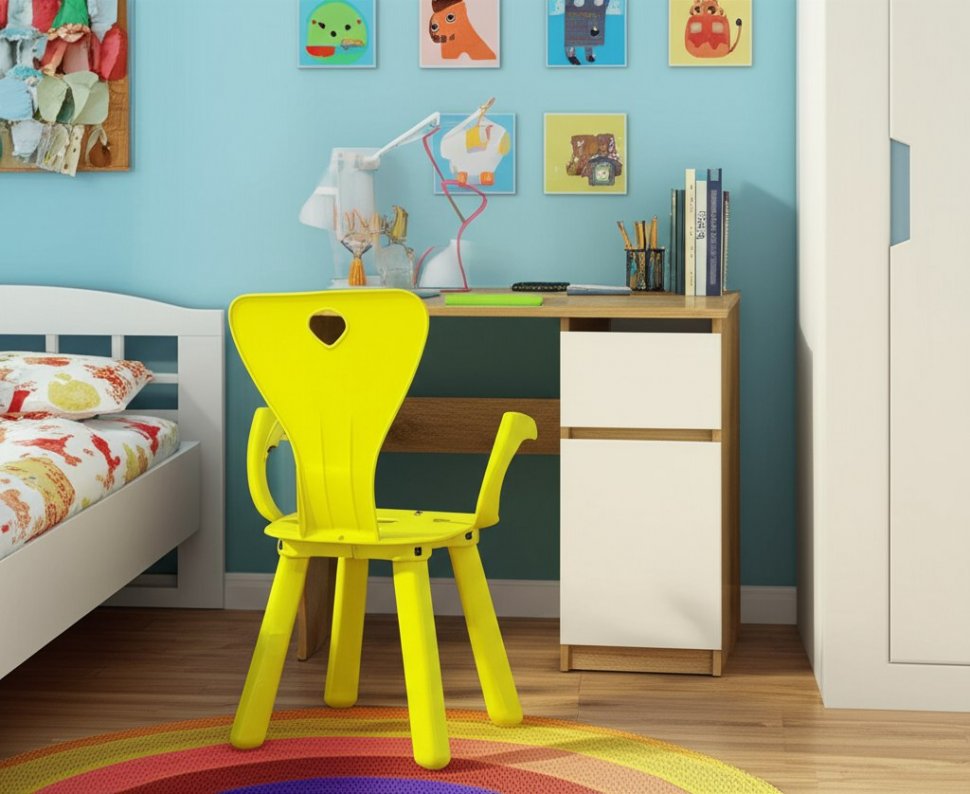 Стол письменный 900 Денвер, Дуб золотой, Белый шагрень