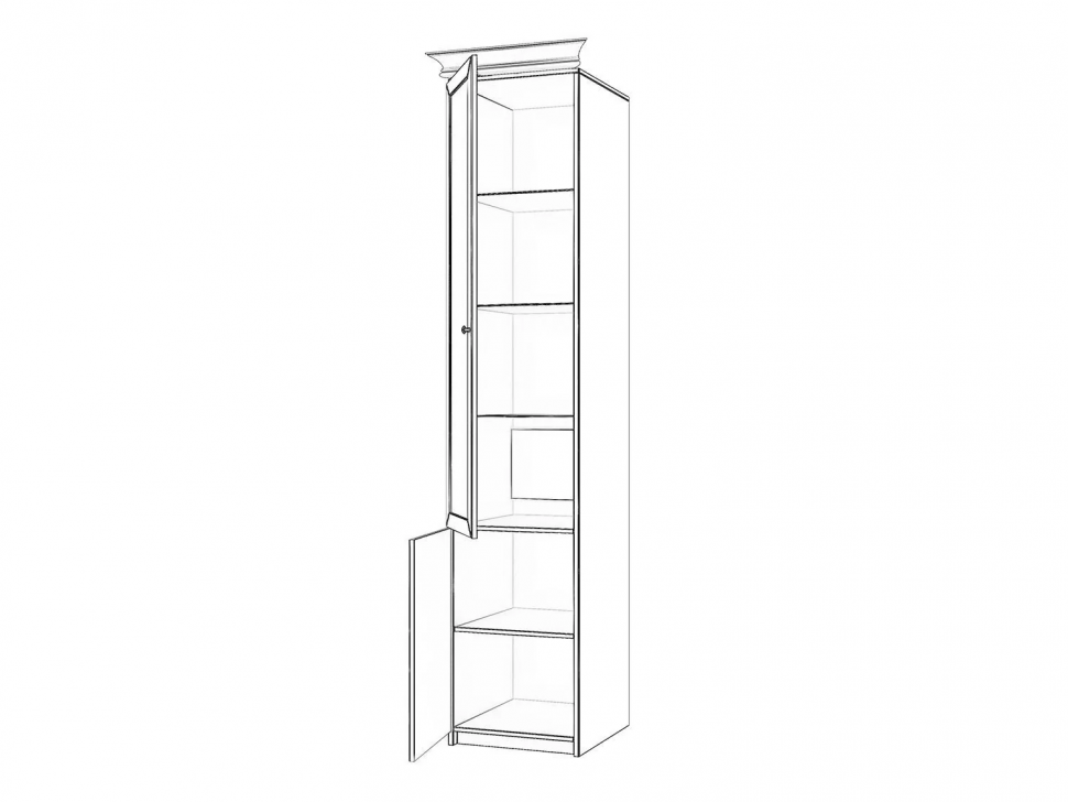 Бэль Шкаф однодверный со стеклом + Карнизы 402/424 / Слоновая кость