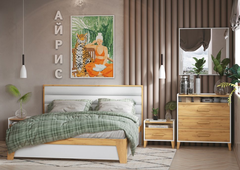 Кровать Айрис 307 Люкс 160х200 с основанием из дерева