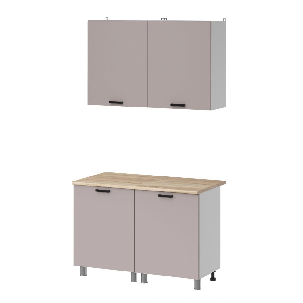 Кухня Аленушка 1,2м Лаванда Кашемир,скоба черный,сонома