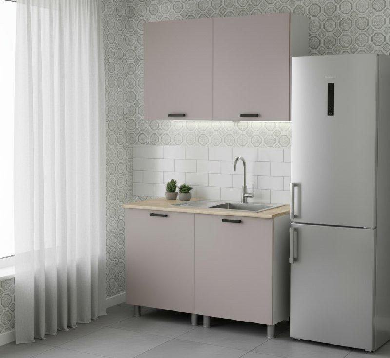 Кухня Аленушка 1,2м Лаванда Кашемир,скоба черный,сонома