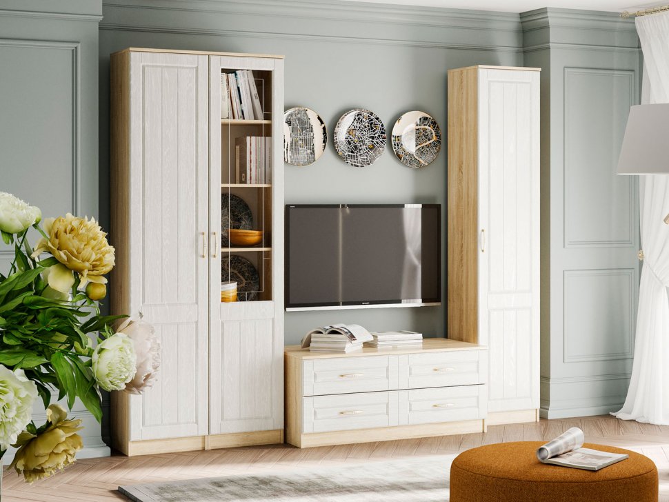 Гостиная Оливия 6 Дуб Сонома/белое дерево