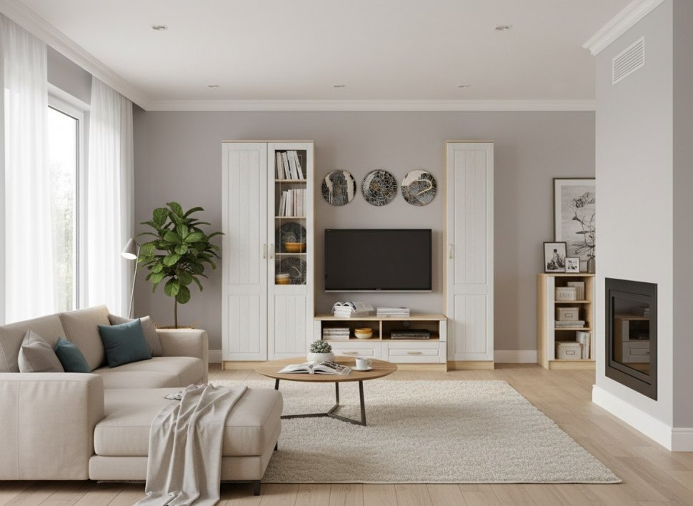 Гостиная Оливия 6 Дуб Сонома/белое дерево