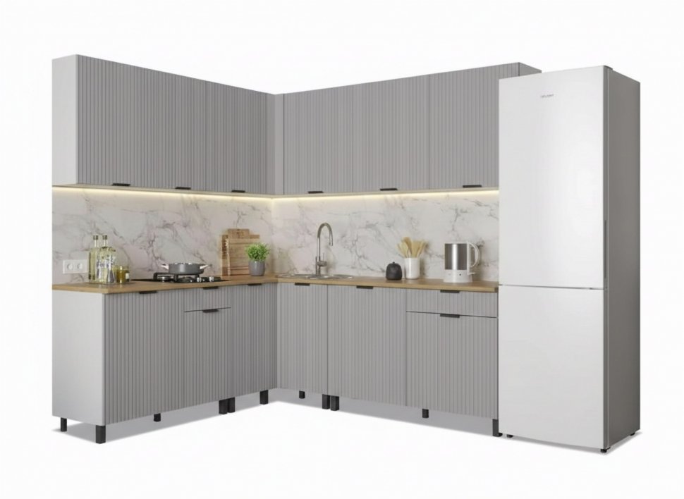 Кухня Венера угловая 2000 х 2200 МДФ Кашемир фрезерованный