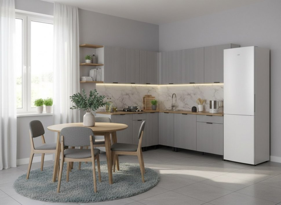 Кухня Венера угловая 2000 х 2200 МДФ Кашемир фрезерованный