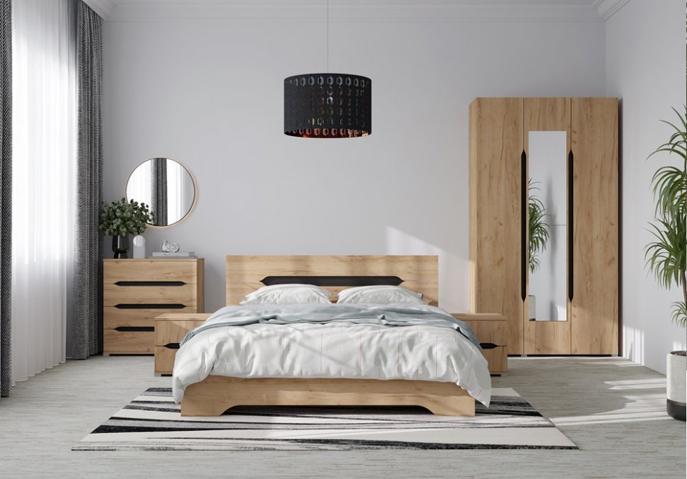 Кровать 140х200 Вега (Горизонт) Дуб золотой