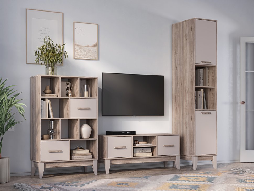 Тумба под ТВ Скандика ТБ-08 (Дуб смоки / Кашемир)