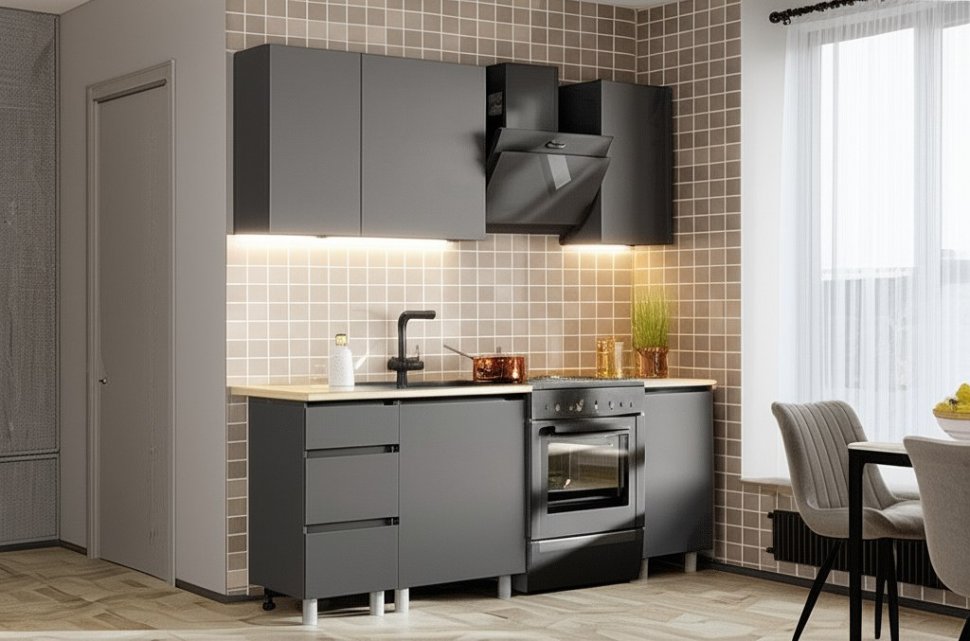 Модульная кухня Денвер 1,4 м, Графит