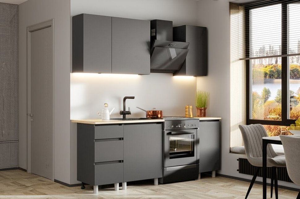 Модульная кухня Денвер 1,4 м, Графит